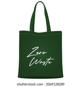 Shopping reusable grocery cloth bag  and products without packing in a flat style. Cotton eco bag, no plastic. Zero waste concept, vector illustration.