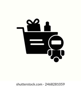 shopping robot icon, isolated glyph icon