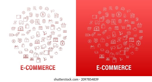 Shopping round set icon for web design. E commerce. Discount coupon. Business icon. Price tag. Line vector. Vector stock illustration.