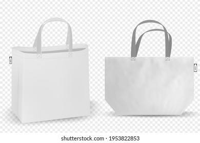 Shopping RPET bag cotton, Black and white tote shopping bags identity mock-up items template transparent background.