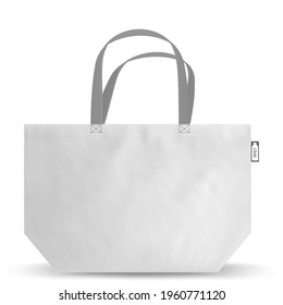 Shopping RPET bag cotton, Black and white tote shopping bags identity mock-up items template transparent background.