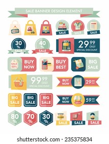 shopping sale banner flat design background set, eps10