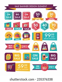 shopping sale banner flat design background set, eps10