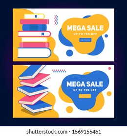 Shopping Sale Books, Education Concept Flat Vector Illustration