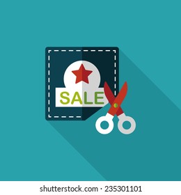 shopping sale coupon flat icon with long shadow,eps10