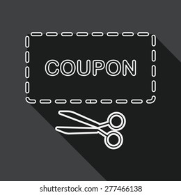 shopping sale coupon flat icon with long shadow, line icon
