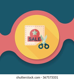 shopping sale coupon flat icon with long shadow,eps10