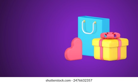 Shopping Sale Rabatt Favorit Kunde Geschenkbox Clearance Einzelhandel 3D Icon Vektorillustration. Kaufen Romantik-Promo-Werbung Preis von saisonalen Valentinstag Sonderangebot