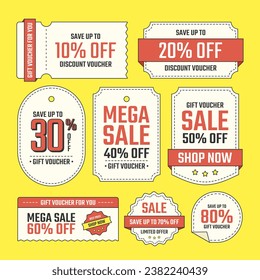 Shopping sale discount label. Gift discount vouchers. Special discount promo sticker. Collection of price tags vector for product voucher. Discount offer price tags design
