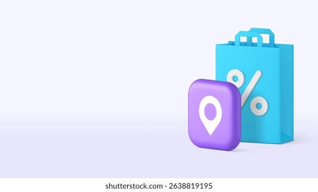 Shopping sale discount map location point technology service copy space banner template. Shop store market supermarket special offer Black Friday price off GPS pointer digital search