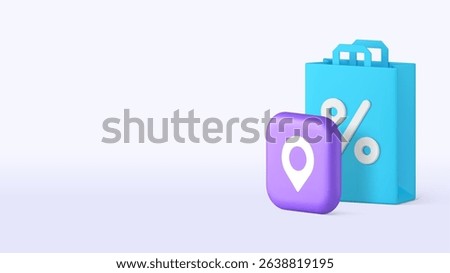 Shopping sale discount map location point technology service copy space banner template. Shop store market supermarket special offer Black Friday price off GPS pointer digital search