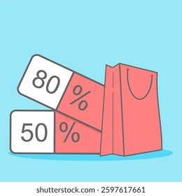 Shopping Sale Discount Offer Concept, Flat vector discount offer illustration. EPS 3