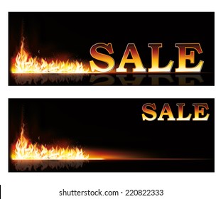 Shopping Sale fire banners, vector illustration