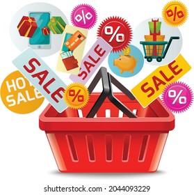 Diseño plano vectorial de icono de venta de compras