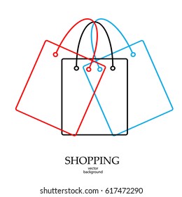 Shopping, sale, paper package, postcard, vector, products, business 