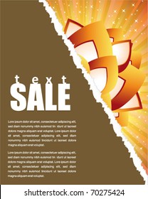 shopping sale poster with ripped background
