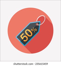 shopping sale price tag flat icon with long shadow,eps10