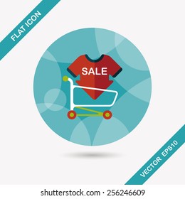 shopping sale sign board and cart flat icon with long shadow,eps10