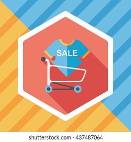 shopping sale sign board and cart flat icon with long shadow,eps10