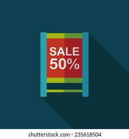 shopping sale sign flag flat icon with long shadow,eps10