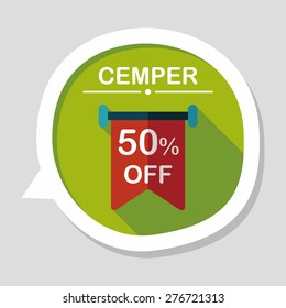 shopping sale sign flag flat icon with long shadow,eps10