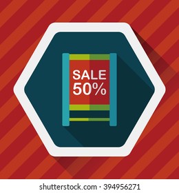 shopping sale sign flag flat icon with long shadow,eps10