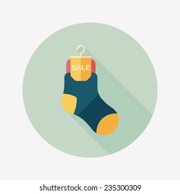 shopping sale socks flat icon with long shadow,eps10