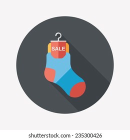 shopping sale socks flat icon with long shadow,eps10