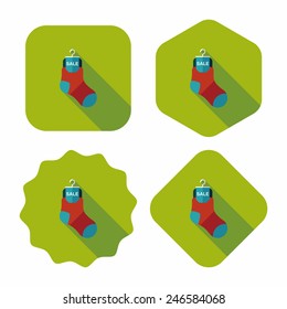 shopping sale socks flat icon with long shadow,eps10
