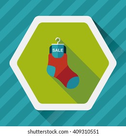shopping sale socks flat icon with long shadow,eps10