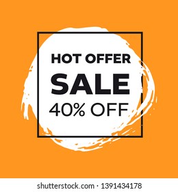Shopping sale square frames templates. Special offers advertisement vector borders with grunge texture. Percentage discount, hot price coupons layouts sing on orange background.