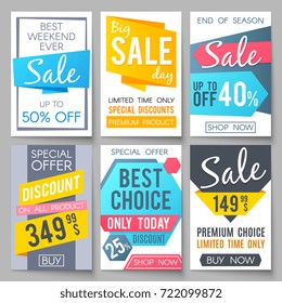 Shopping sale vector backgrounds. Retail promotional banners for web newsletter. Special sale and promotion poster, offer and promo illustration