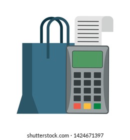 Shopping and sales bag and card reader symbols vector illustration graphic design