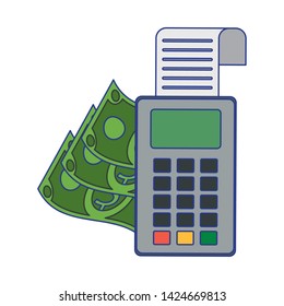 Shopping and sales card reader and cash symbols vector illustration graphic design