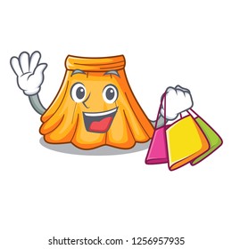 Shopping satin pleated skirt on isolated mascot