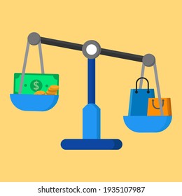 shopping scales flat icon illustration of vector graphic