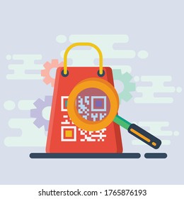 shopping scan qr code concept vector illustration 
