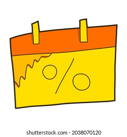 calendario de compras calendario ilustración vectorial icono plantilla de diseño con el esquema relleno estilo dibujado a mano para tienda y mercado
