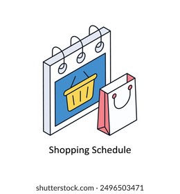 Shopping Schedule Isometric style icon. Symbol on White background EPS 10 File 