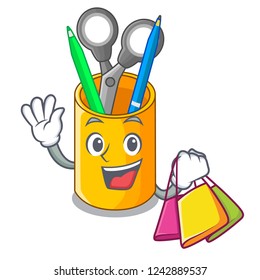 Shopping school organizer desktop composition on character