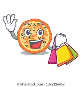 Shopping seafood pizza isolated with in cartoon