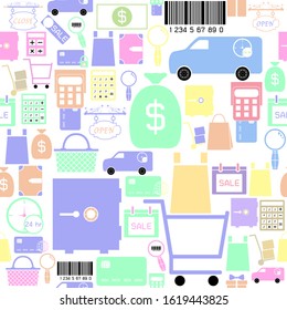 shopping seamless pattern background icon.
