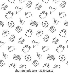 Shopping icons seamless background pattern Vector Image