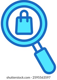 Shopping Search Icon Blue Color Vector Illustration