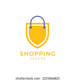 shopping secure guard shield bag logo design vector icon illustration template