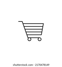 Shopping, sell and purchase concept. Vector signs in flat style. Suitable for adverts, web sites, articles. Editable stroke. Line icon of shopping cart 