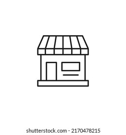 Concepto de compras, ventas y compras. Señales vectoriales de estilo plano. Adecuado para anuncios, sitios web, artículos. Trazo editable. Icono de línea de tienda o tienda