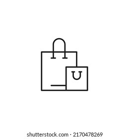 Concepto de compras, ventas y compras. Señales vectoriales de estilo plano. Adecuado para anuncios, sitios web, artículos. Trazo editable. Icono de línea de varias bolsas para comprar 