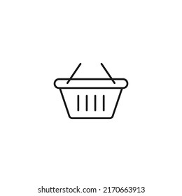 Shopping, sell and purchase concept. Vector signs in flat style. Suitable for adverts, web sites, articles. Editable stroke. Line icon of shopping bag for goods, products, food 