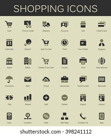 Shopping services and finance tools icons. Modern vector pictograms